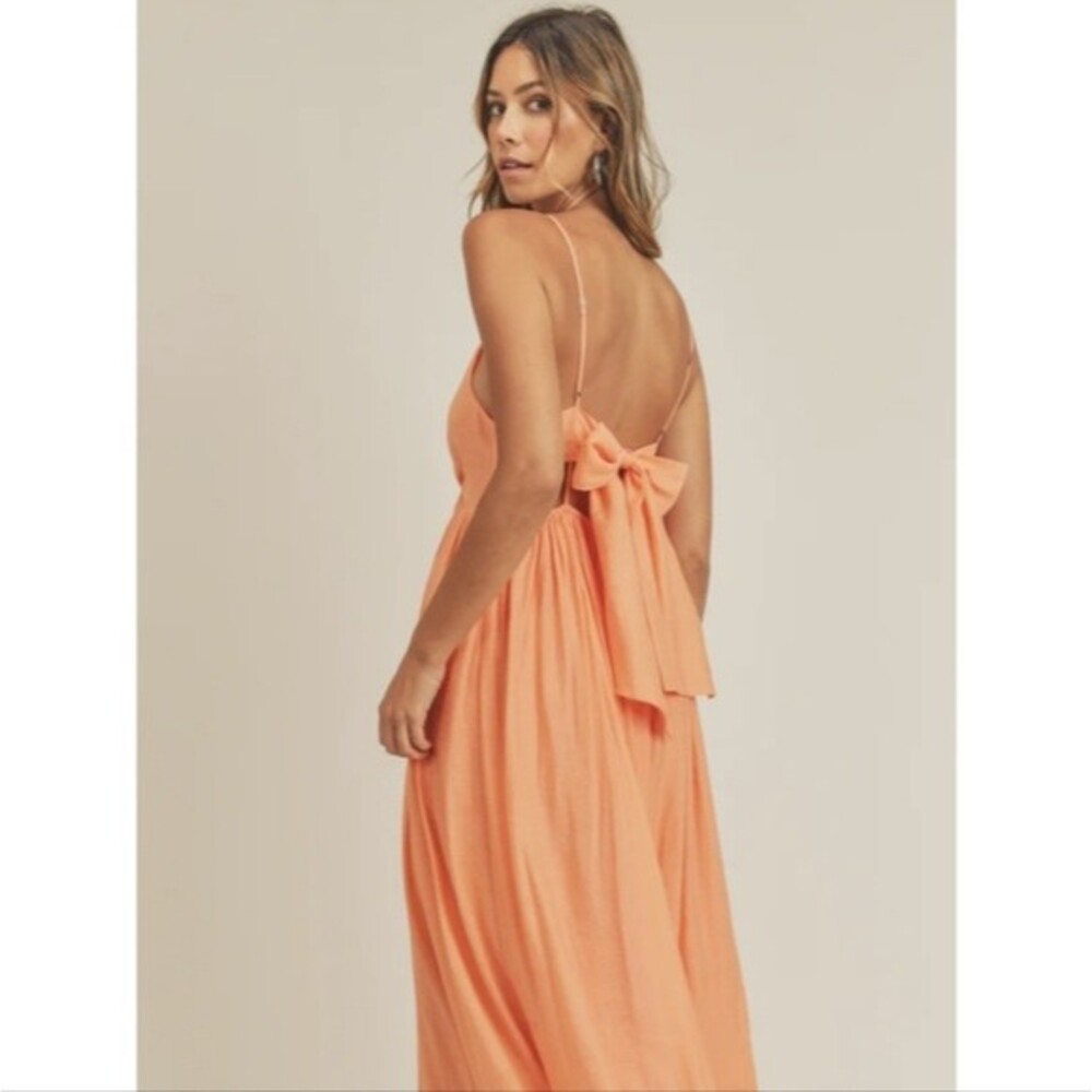 Mable Stella Orange Maxi A-Line Tie Back Dress - Picture 3 of 15